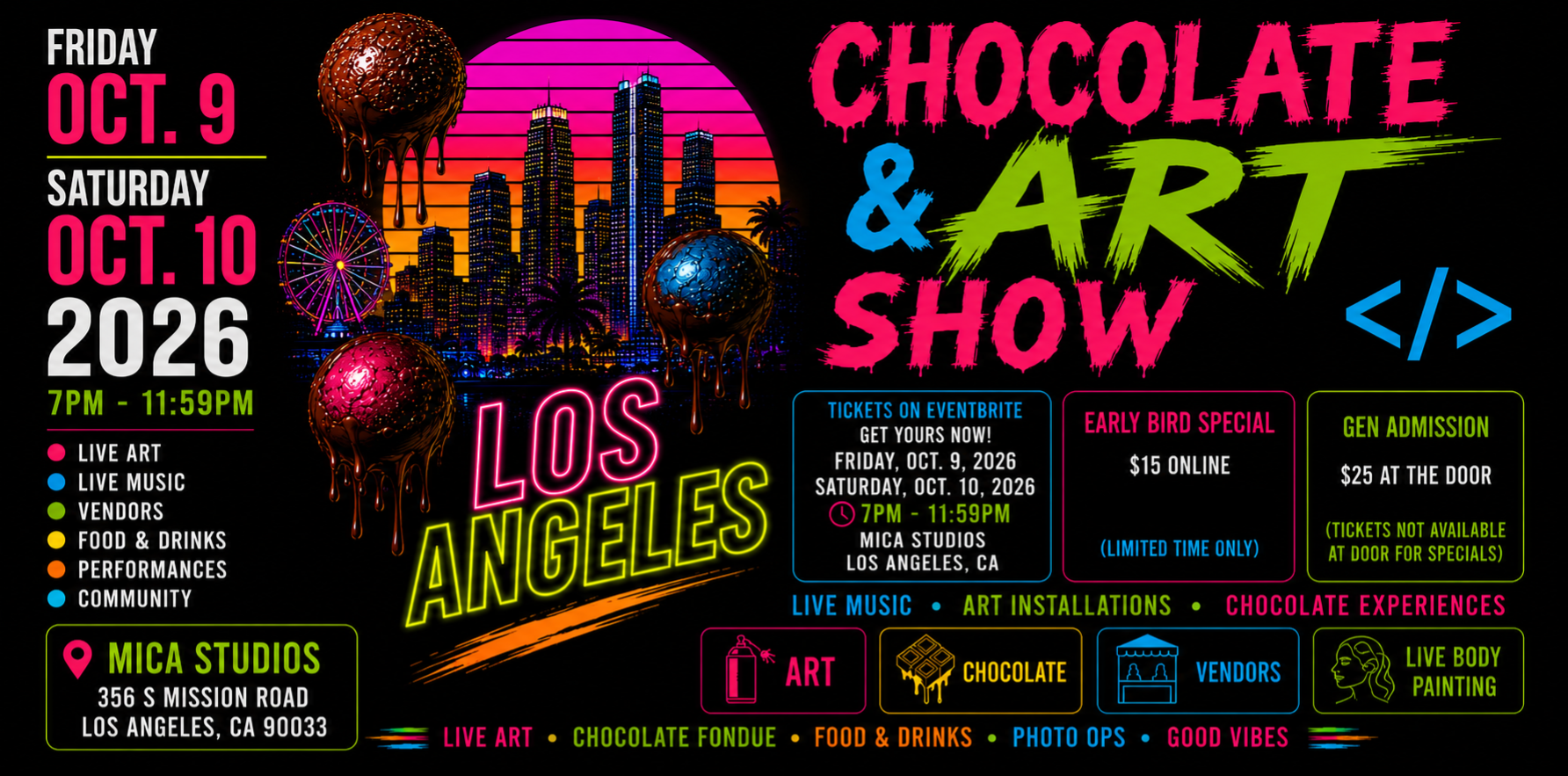 Chocolate and Art Show Los Angeles - October 10-11, 2026 at MICA Studios