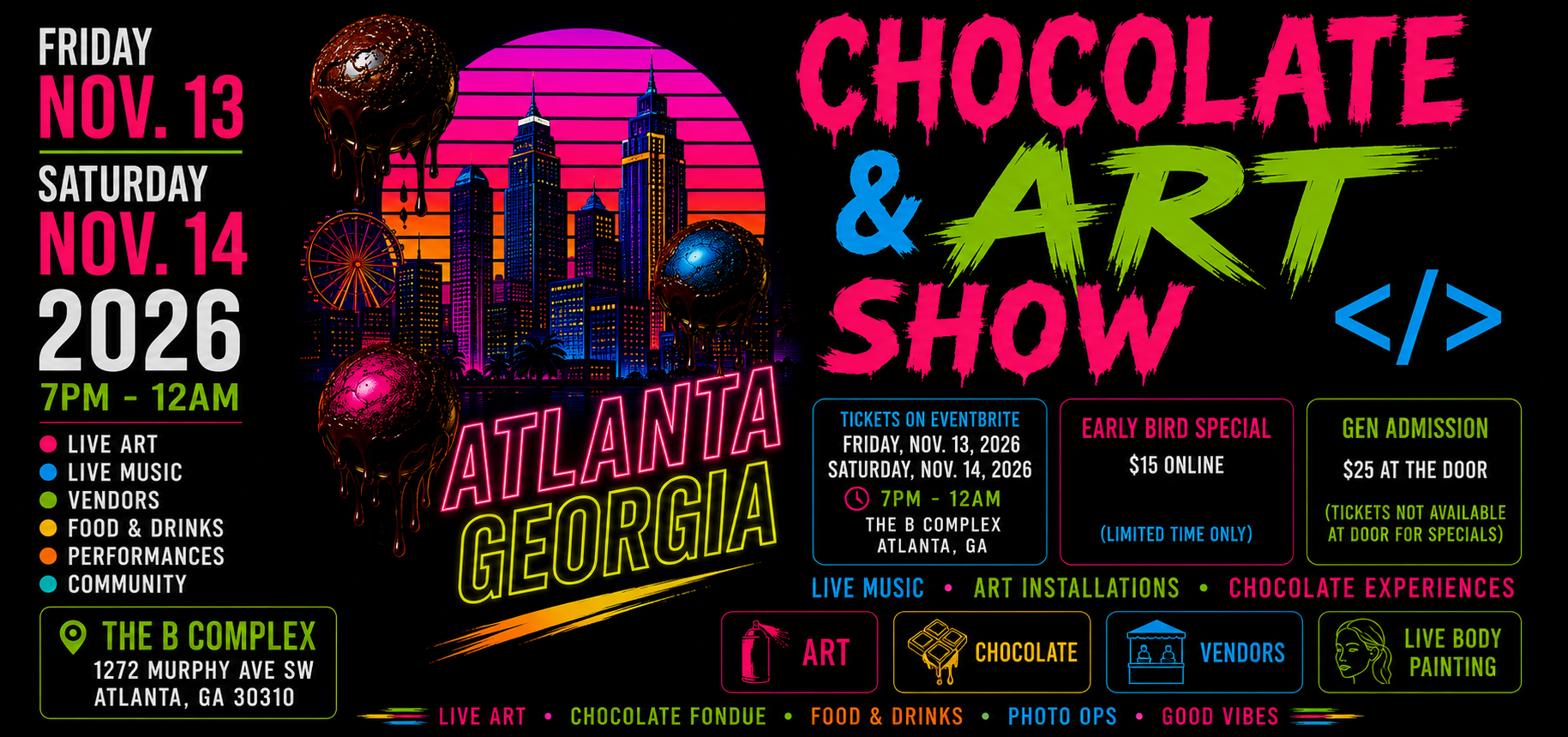 Chocolate and Art Show Atlanta - November 13-14, 2026 at THE B COMPLEX